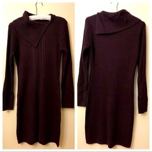 Calvin Klein long sleeve sweater dress in deep plum